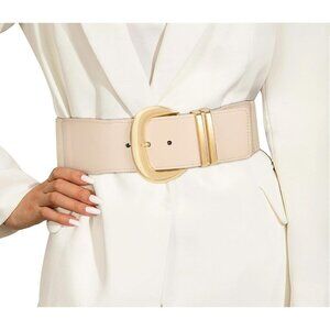 ⚡Golden Women Wide Elastic Waist Belt for Dresses Fashion Gold Buckle Stretchy